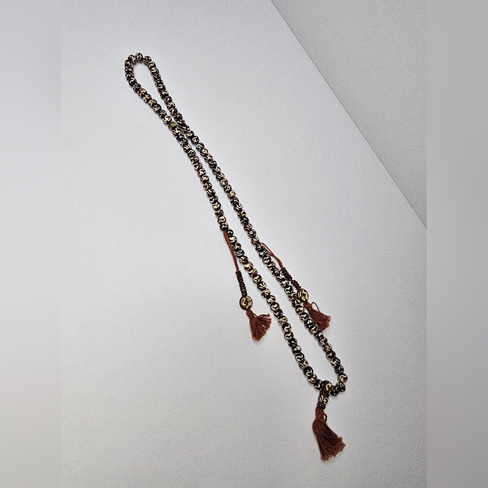Hindu Brown Beaded Necklace with Tassels